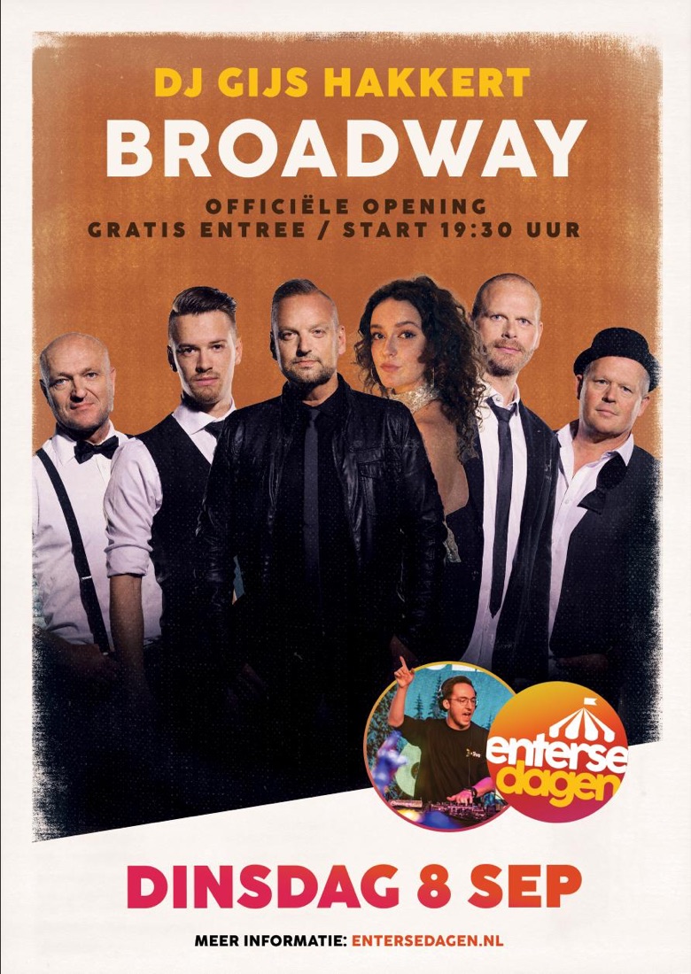 Dinsdag 8 sep — Officiële opening: DJ Gijs Hakkert + Broadway (19:30, gratis entree)